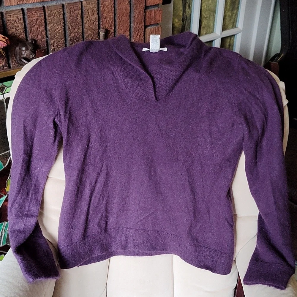 Sarah Spenser Angora and lambswool split neck collared sweater size L - Picture 4 of 8